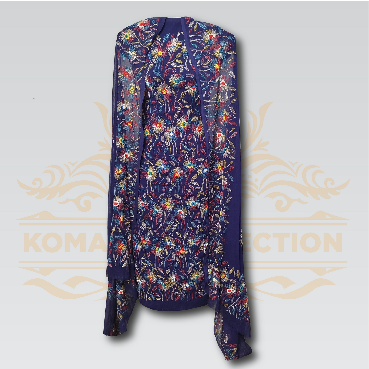 Elegant Navy Blue Embroidered Suit