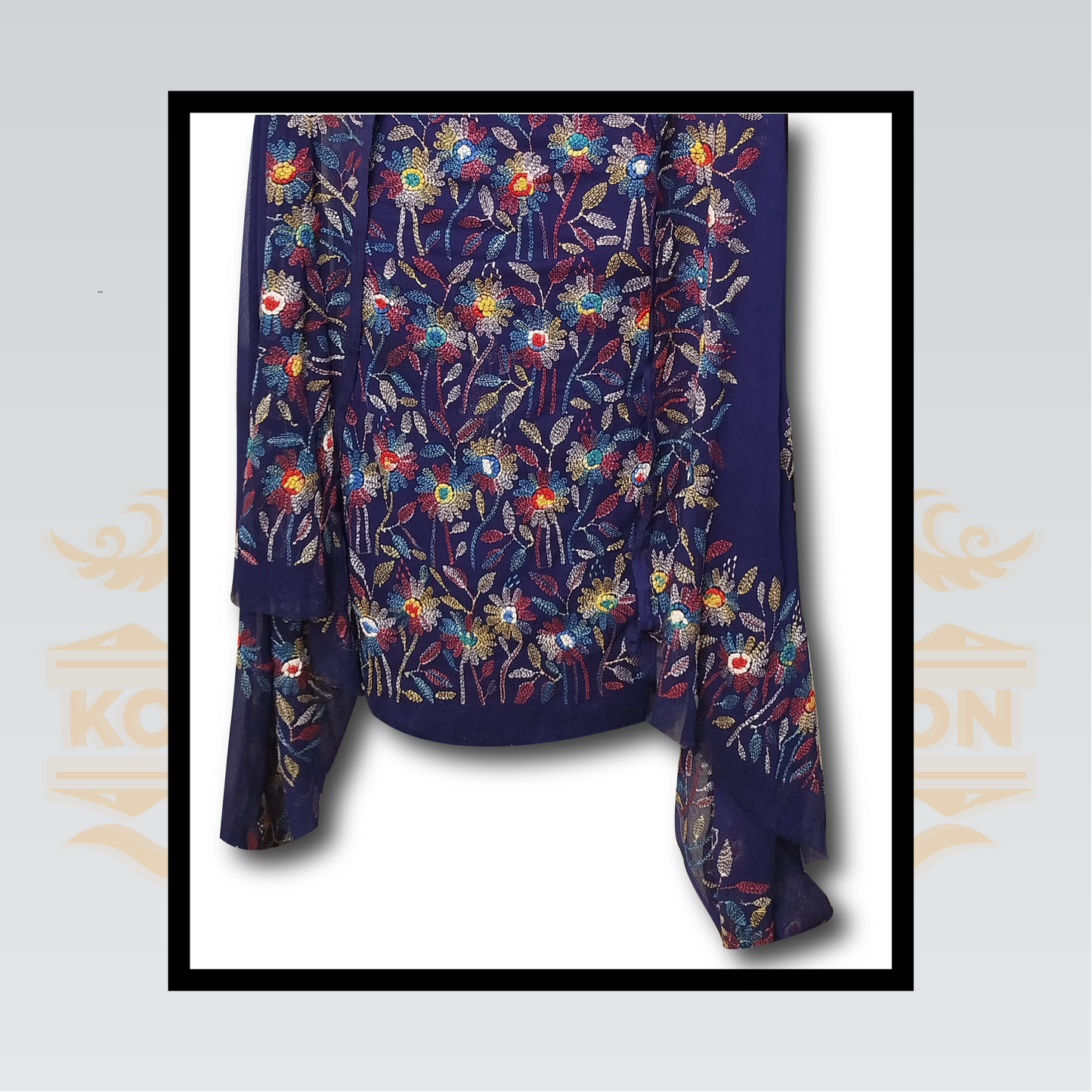 Elegant Navy Blue Embroidered Suit