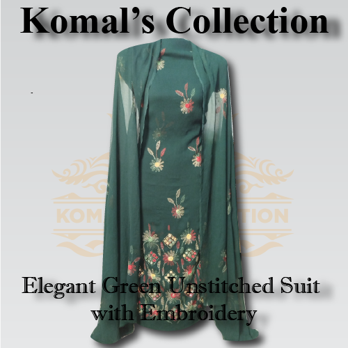 Deep Green Embroidered Shirt & Dupatta Set