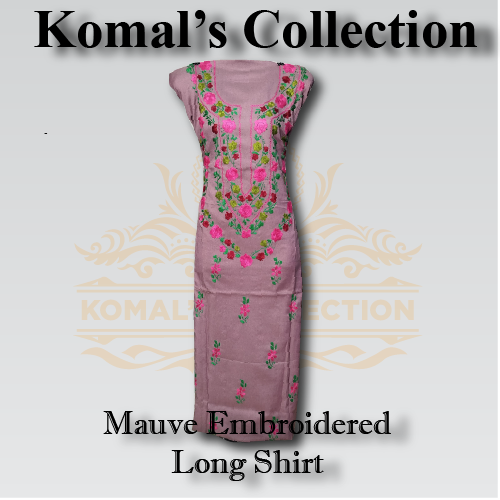 Mauve Embroidered Long Shirt – Elegant & Timeless