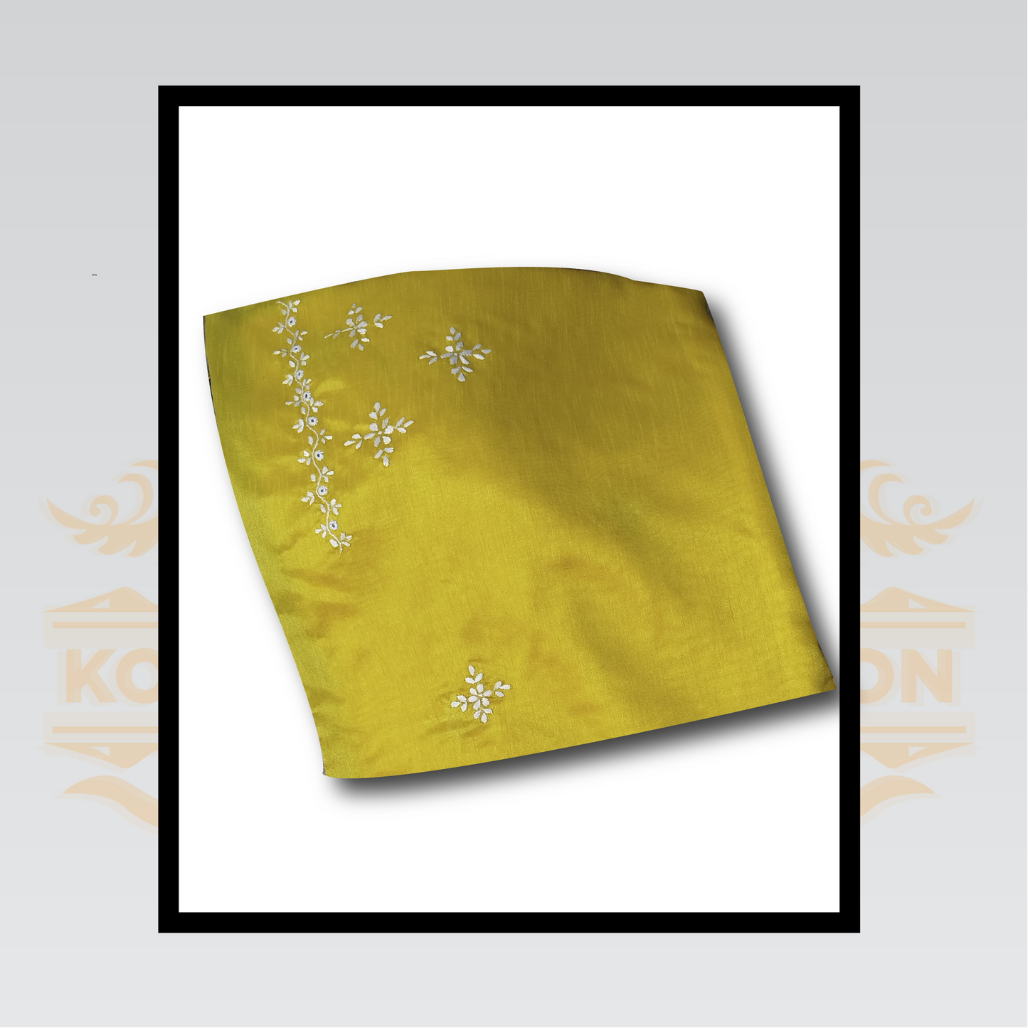 Unstitched Yellow Shirt & Dupatta with White Embroidery